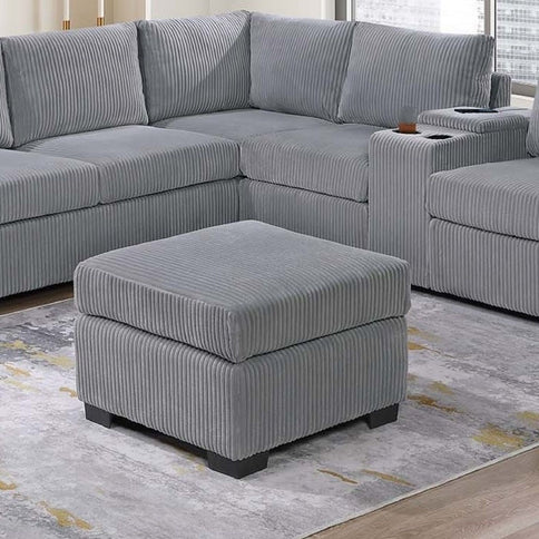 Contemporary L-Shaped Sectional Set With USB Console & Ottoman