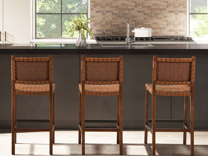 Andre - Counter Stool With Back - Pecan Brown