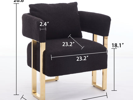 Modern Decorative Chair Teddy Fleece Upholstered And Metal Foot