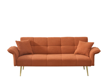 Convertible Double Futon Sofa Bed With Folding Armrests For Living Rooms