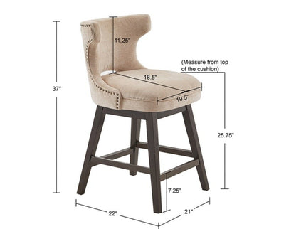 360 Degree Swivel Counter Stool With Silver Detailing