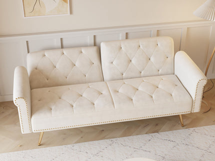 Luxurious Sofa Bed With Nail Head Trim And Matching Pillow