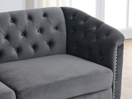 Modern Chesterfield Sofa With Tufted Backrest For Living Room