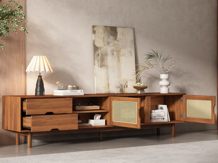 TV Stand For TVs Up To 85", Media Console With 2 Drawers - Walnut