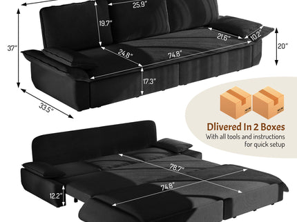 King Size Pull Out Sofa Bed, 3 In 1 Convertible Multifunctional