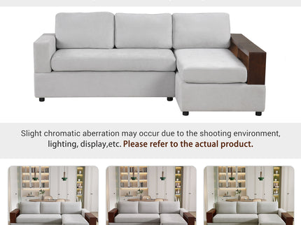Sectional Sofa Upholstered Sofa Couch With Reversible Armrests For Living Room