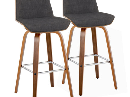 Corazza - Mid Century Modern Fixed Height Barstool With Swivel With Square Footrest (Set of 2)