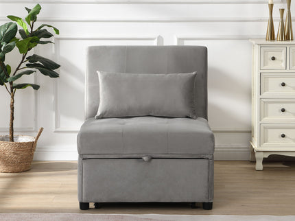 Folding Ottoman Sofa Bed - Gray Fabric
