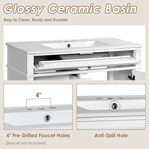 Bathroom Vanity With Top Sink, 2 Drawers And Tip Out Drawer