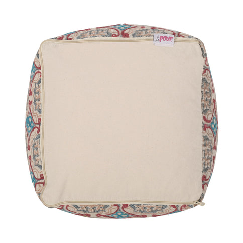 Amelia - Handcrafted Fabric Pouf, Rustic Elegance - Multicolored