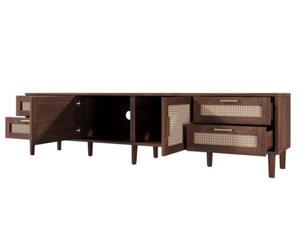 TV Stand, Media Console With 4 Drawers, Soft Closing Hinges - Dark Brown
