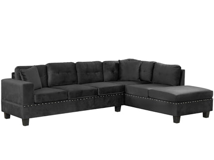Modern Sectional Sofa With Storage Ottoman, L - Shape Couch With 2 Pillows And Cup Holders
