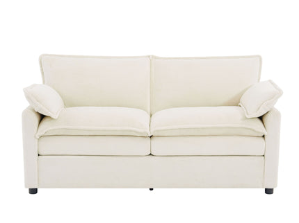 Modern Loveseat Sofa, Upholstered Couch With Side Storage Pockets