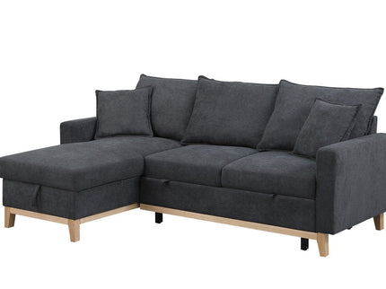 Colton - Reversible Sleeper Sectional Sofa With Storage Chaise - Dark Gray