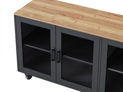Farmhouse TV Stand With Solid Wood Gourd Shaped Legs For TVs Up To 70"