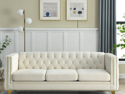 Upholstered Couch Sofa With Button Tufting For Living Room