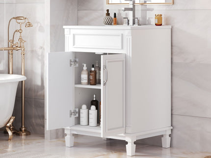 Bathroom Vanity With Top Sink, Cabinet With 2 Soft Closing Doors
