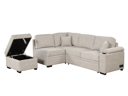 Sleeper Sofa Bed, 2 In 1 Pull Out Sofa Bed L Shape Couch With Storage Ottoman For Living Room, Bedroom Couch And Small Apartment