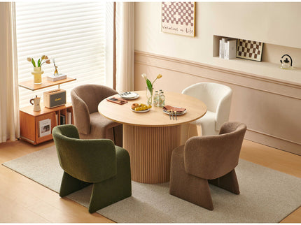 Modern Accent Chair Brown Single Sofa Chair, Upholstered Side Chair Teddy Comfy Chair For Dining Room / Bedroom / Living Room / Reception