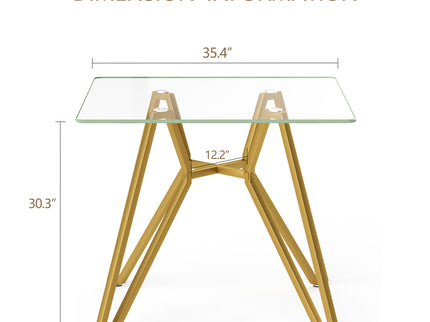 Modern Glass Dining Table With Metal Legs