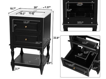 Retro Design Bathroom Vanity With Sink, 2 Drawer Storage Cabinet