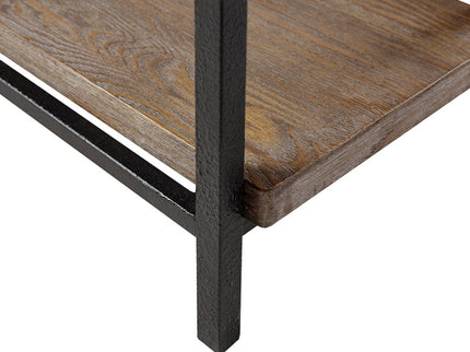 Industrial Style Metal Frame Accent Desk With Side Shelving - Gray