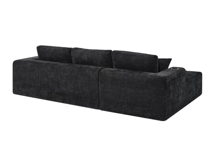 L - Shaped Sectional Sofa With Cup Holders & Side Pockets