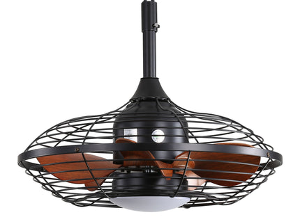 Outdoor Ceiling Fan With DC Motor And LED Light, Blades, Reversible For Patios - Black