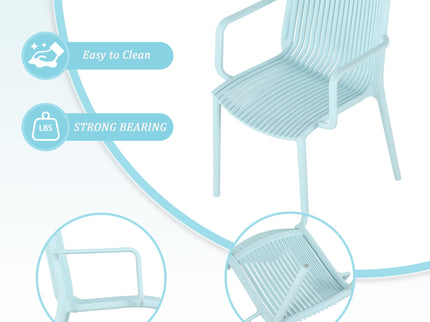4 Modern Stackable Plastic Armchair Matched With Round Table
