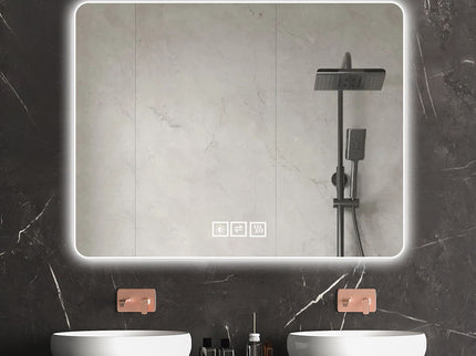 28" Bathroom Mirror With LED Lights Front And Backlit, Anti-Fog Lighted Vanity Mirrors For Wall Mounted And 5 Level Dimmable, Horizontal / Vertical - Clear