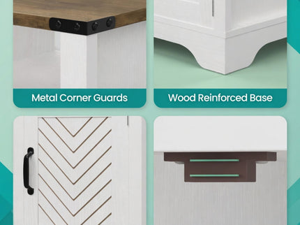 Farmhouse Nightstand With Charging Station & Storage