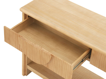 Fluted Console Table With Semi Circular Drawers - Natural