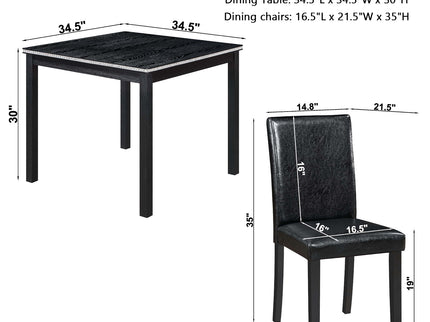5 Pieces Wooden Dining Table Set, Square Table And 4 Upholstered Chairs