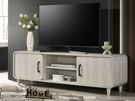 TV Stand With Sliding Doors And Handles, Living Room Furniture - Antique White