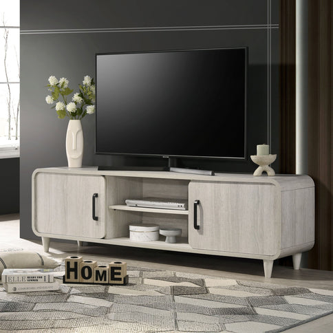 TV Stand With Sliding Doors And Handles, Living Room Furniture - Antique White
