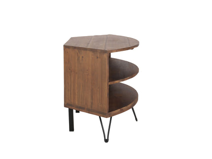 Fan Shape Reclaimed Wood Corner Media Table For Living Room Wise Use Your Space - Natural