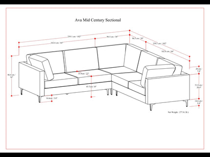 Ava - Mid Century Corner Sectional Sofa Handcrafted
