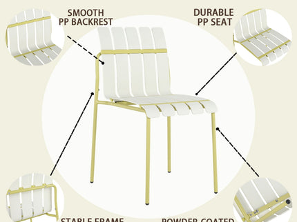 4 Piece Set Of Modern Color Block Designed Single Chairs With Round Table