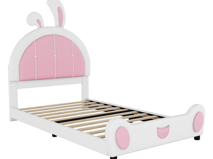 Upholstered Platform Bed With Rabbit Shaped Headboard
