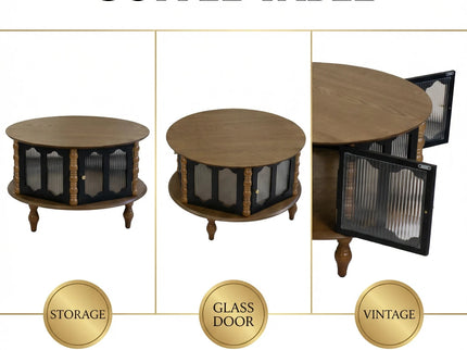 Round 3 Door Storage Coffee Table For Living Room