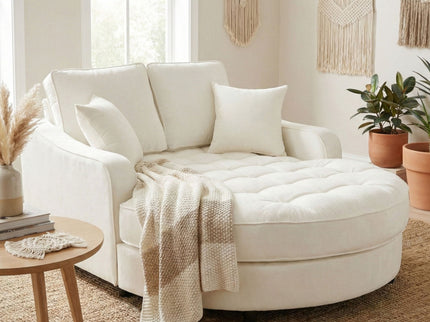 Modern Chaise Lounge Upholstered Sofa Couch With Tufted Seat And Detachable Pillows For Living Room
