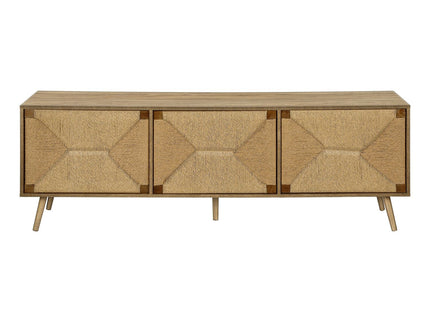 TV Stand, Storage Cabinet Console With Adjustable Shelf And Cable Management - Walnut