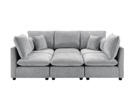 Modern Sectional Sofa U-Shaped With Movable Ottoman Storage Armrests And USB Ports