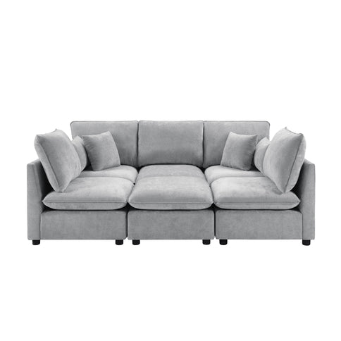 Modern Sectional Sofa U-Shaped With Movable Ottoman Storage Armrests And USB Ports