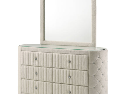 Santiago - 6 Drawer Dresser With Mirror - Ivory