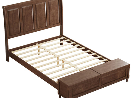 Sleigh Bed Frame With Tall Headboard And Storage Bench