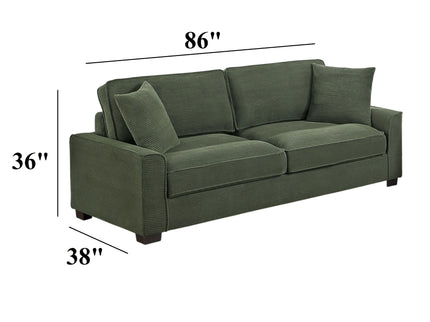 Sofa & Loveseat 2 Piece Set With Accent Pillows - Forest Green