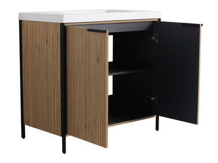 Modern Freestanding Bathroom Vanity With Resin Sink & Soft Close Cabinet Doors