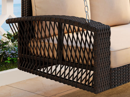 3 Person Large Patio Swing Bench With Cushions For Backyard