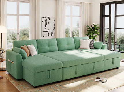 U-Shaped Sectional Sofa Bed With Storage And USB Ports